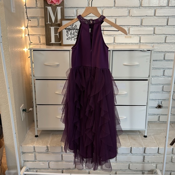 Emily West Girls Purple High-Low Glitter Floral Dress - Picture 6 of 7